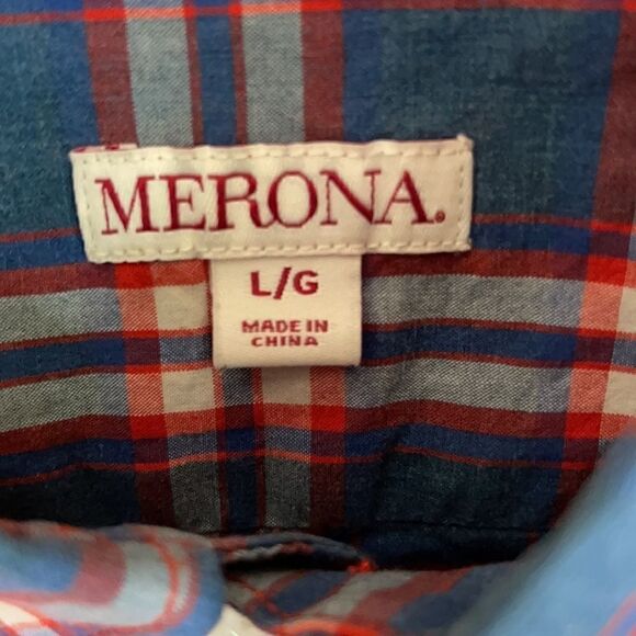 Merona 💯 cotton casual button up shirt.  Size Large. - Picture 4 of 6